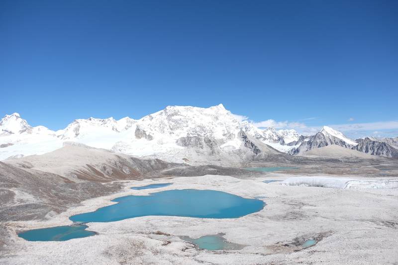 Gangkar Puensum, the highest unclimbed mountain in the world, seen from Gophu La